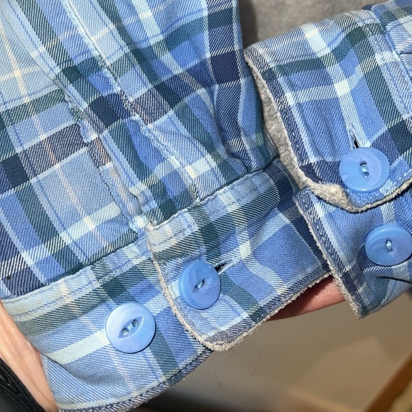 LL Bean Women's Fleeced Lined Cotton Plaid Flannel Shirt Jacket Hooded Size XL - Picture 8 of 9